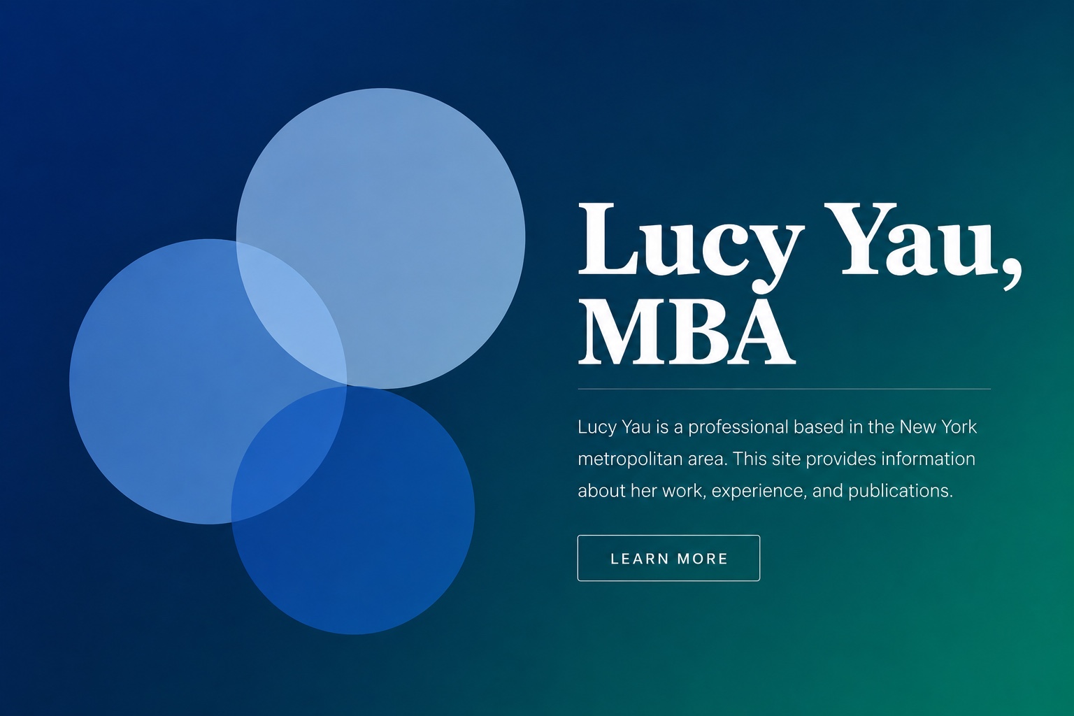 Lucy Yau, MBA professional website hero graphic